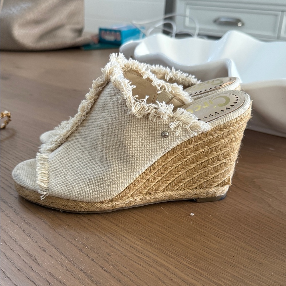 Sam Edelman Cream Fringe Mules